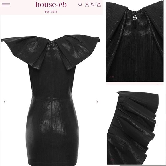 House of CB “Diana” Black Exaggerated Frill XS Dress - Picture 10 of 16